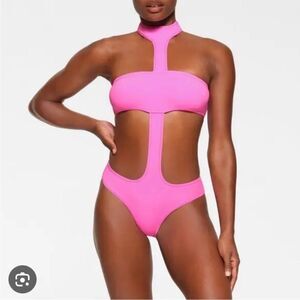 NWT SKIMS Recycle Swim Cutout Halter Monokini Size XS